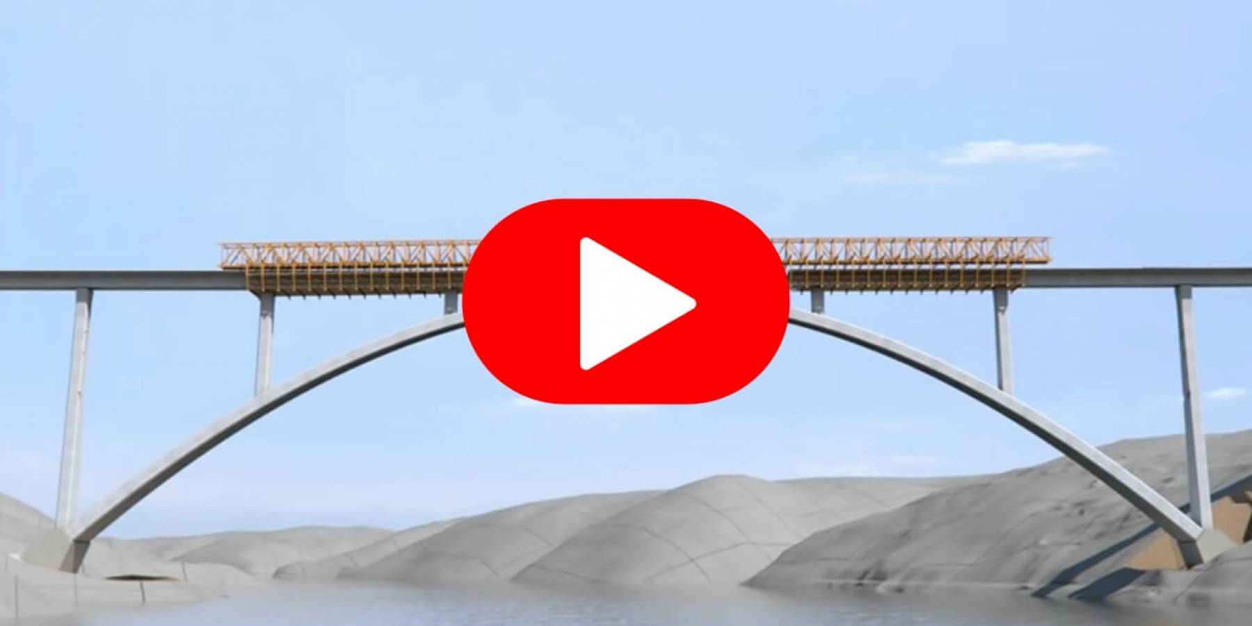 Construcción del viaducto sobre el río Tajo en España